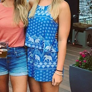 Blue elephant romper